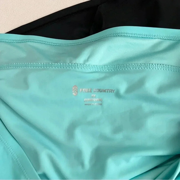 Free Country Side Shirred Swim Skirt Size 2X Black/Blue Built-In Brief - Picture 12 of 12